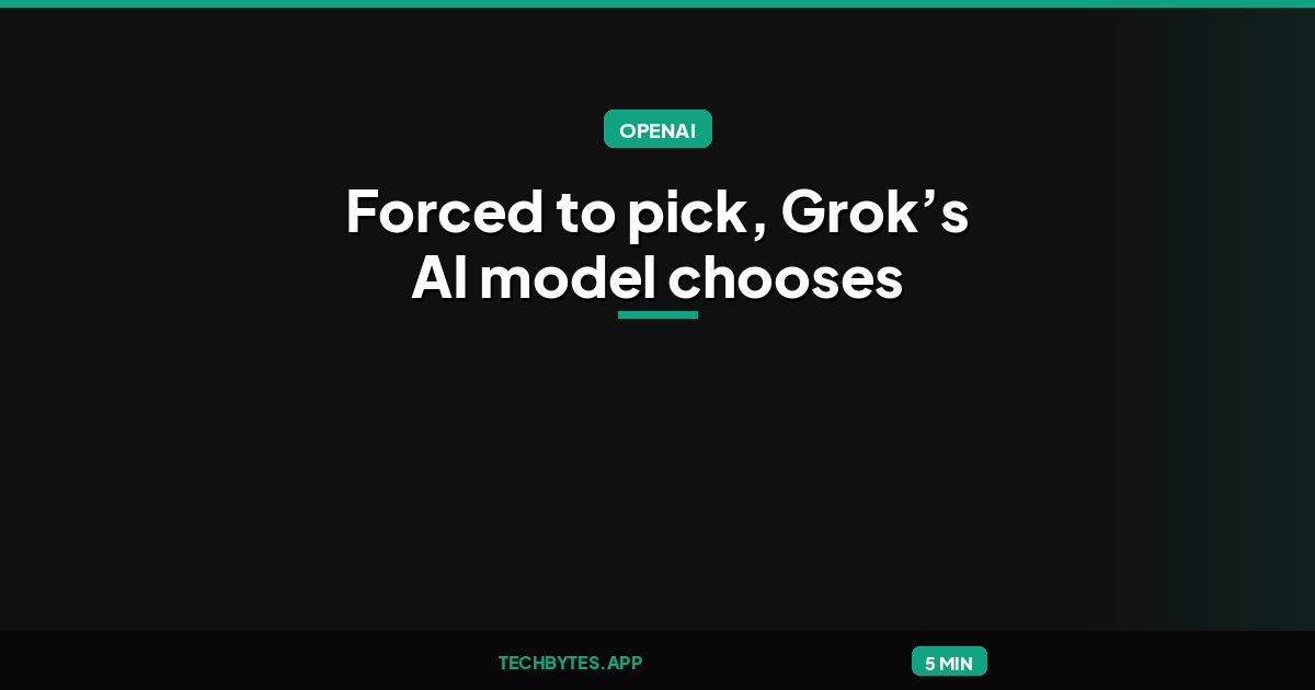Forced to pick, Grok’s AI model chooses Republicans. OpenAI’s picks