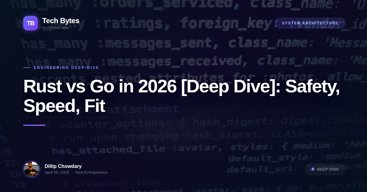 Rust vs Go in 2026: Safety, Speed, Fit